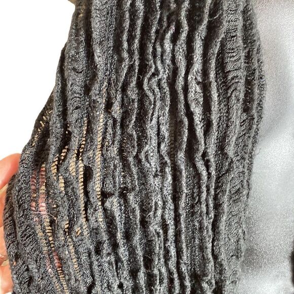 Arden B scarf long black accordion pleated open knit scarf - Picture 3 of 5